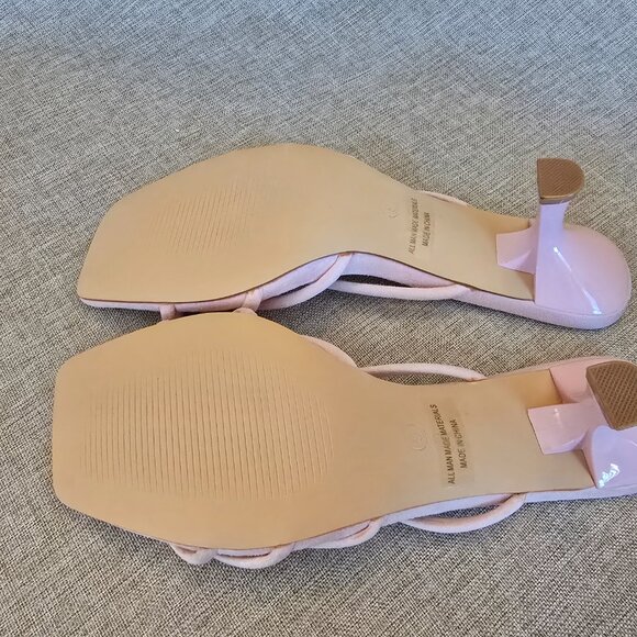 Women's Pink Nubuck Strappy Knotted Sandals with Kitten Heel, Size 9 - Picture 5 of 5